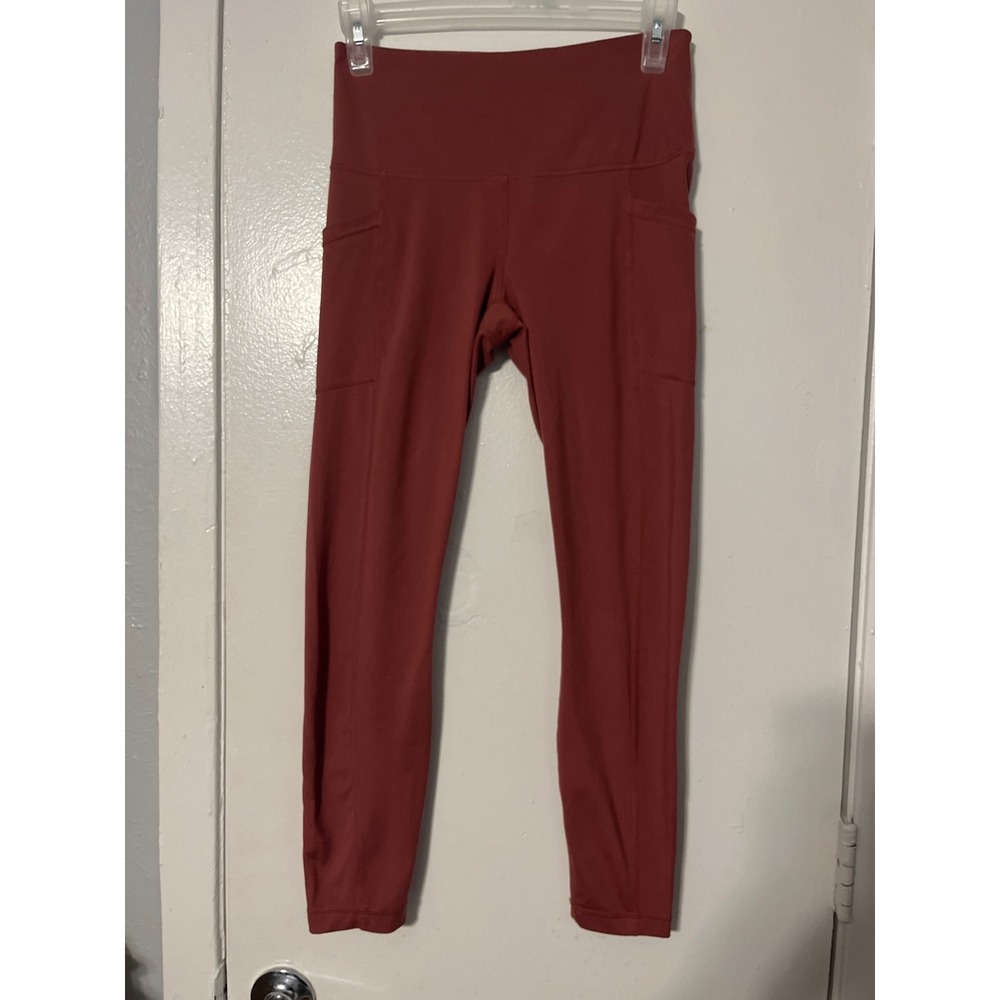 Yogalicious Lux High Waisted Leggings with Side Pockets Rust Terracotta Small